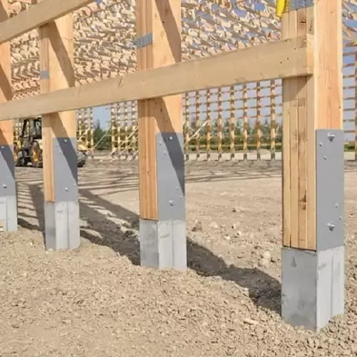 Wood beams on concrete supports